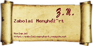 Zabolai Menyhért névjegykártya